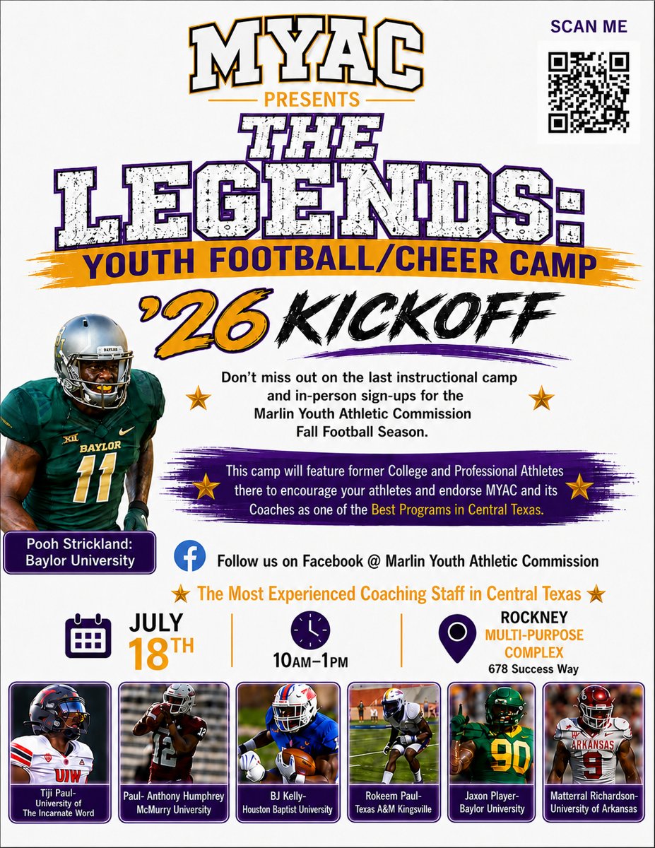 The Legends Youth Football Cheer Camp July 18 2026 flyer